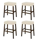 NeColorLife Rectangle Bar Stool Covers,Stretch Waterproof Saddle Seat Covers for Counter Height and Kitchen Island Chairs,Vanity Barstool Cushion Protector,Beige,Pattern A,4 Pack