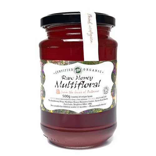 Reiner Bio Roher Wildblumen Honig aus Europa 100% natürlich, ethnisch, 500gg | Ungefiltert, nicht erwärmt, mit hoher Konzentration an Proteinmineralien und natürlichen Säuren. Honig ohne Zucker.