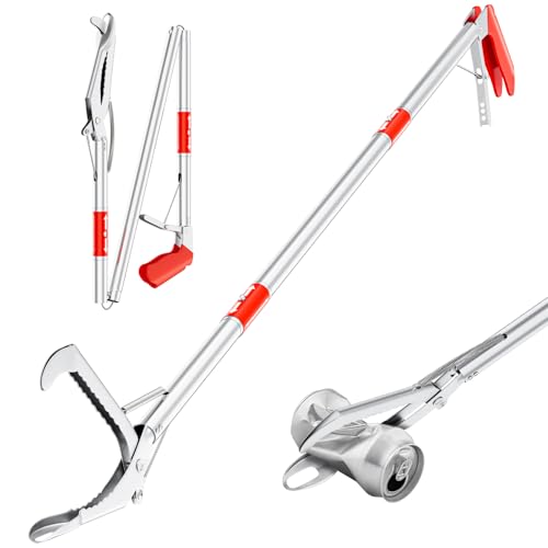 LURMMUE 50" Foldable Grabber Reacher Tool, Extra Long 3 Fold Reaching Aid for Seniors, Heavy-Duty Trash Picker Upper & Litter Pickup Tool for Home & Garden