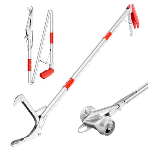 LURMMUE 50" Foldable Grabber Reacher Tool, Extra Long 3 Fold Reaching Aid for Seniors, Heavy-Duty Trash Picker Upper & Litter Pickup Tool for Home & Garden