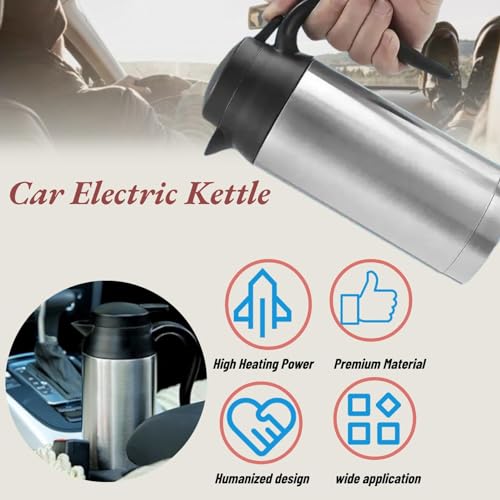 Tetera eléctrica portátil 750ml para auto 12V acero inoxidable miniatura 2