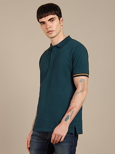 Image of Dennis Lingo - Men's Cotton Solid Slim Fit Polo Neck T-Shirt