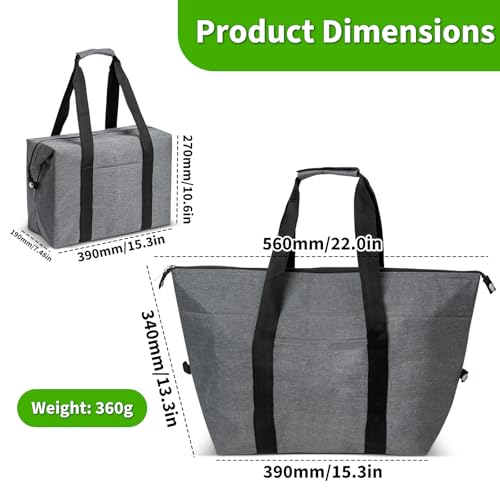 Raxfekro Kühltasche faltbar 20l Isoliertasche Thermotasche Picknicktasche Groß einkauf Outdoor für die Arbeit, Picknicks, Camping,Reisen 39 * 27 * 19CM Hält Ihre Lebensmittel Frisch und Kühl