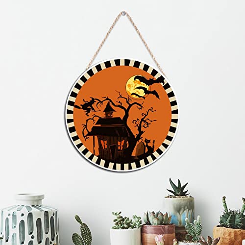 Panneau de bienvenue Halloween en bois de qualité, finition rétro soignée 30cm