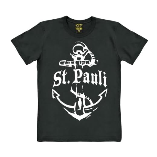 TRAKTOR Camiseta St. Pauli - Sankt Pauli - Hamburgo - Camiseta Ancla - Camiseta de Culto - Camiseta con Cuello Redondo - Negro - Camiseta Original de la Marca, Talla S