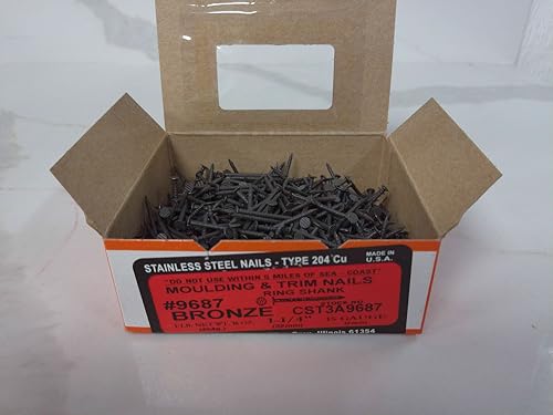 1 1/4" Stainless Steel Ring Shank Trim Nails (Dark Bronze)