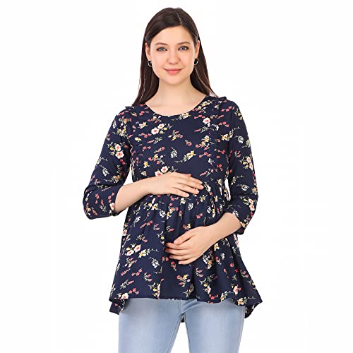 Image of ZUVINO Women's Maternity Feeding Top with Zip for Easy Nursing | Stylish Feeding Tops for Jeans | Maternity Short Kurti for Mothers | Nursing Dress for Women | 100% Rayon
