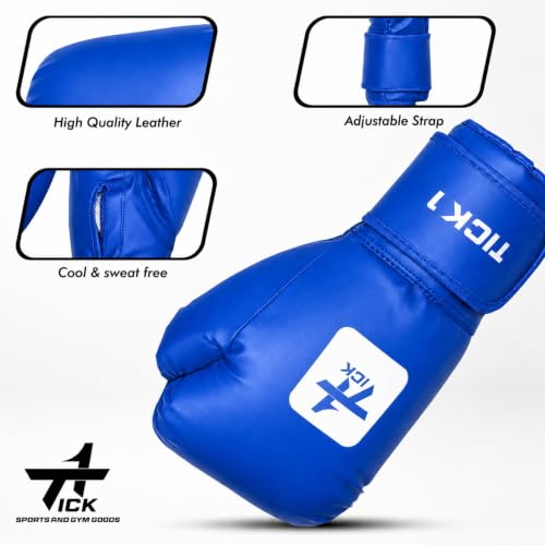 Image of Boxing Gloves for Men & Women, Punching Gloves for Training & Heavy Bag Punching with Moulded Foam Padding. Durable PU Material with Secure Velcro Wrist Support (Blue, 14 oz)