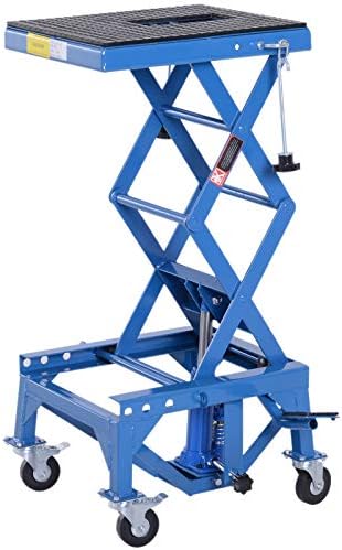 DURHAND 300 lbs Hydraulic Motorcycle Scissor Jack Lift Foot Step Wheels for Small Dirt Bikes