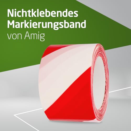 Amig - Absperrband Rot-Weiß aus LDPE - 200 m x 70 mm - Nicht selbstklebend - Zur Gefahrenkennzeichnung und Warnmarkierung - Wasserfest und flexibel