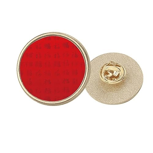 Chine Rouge Broche Clip en Métal Doré Ronde M - Accessoire de Mode Motif Harmonie
