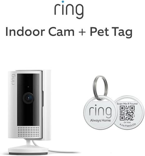 Ring Indoor Cam (2nd Gen), White with Ring Pet Tag