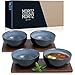 Produktbild Moritz & Moritz VIDA 4x Miso Schüssel Set 12 cm Ø  Japanisches Geschirr Set aus Keramik und Sandelholz für Miso Suppe, Dip und Snacks  Mit Serviertablett