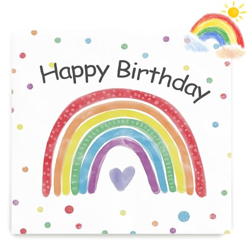 36 Stück Regenbogen Servietten Geburtstag,3-Lagig Happy Birthday Servietten Tischdeko Geburtstags Papierservietten Regenbogen Deko Mädchen Jungen Party Dekoration Napkins 33 x 33 cm