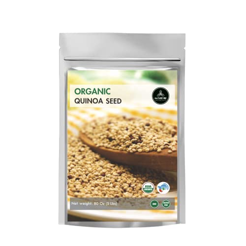 Organic Quinoa (5lb) by Naturevibe Botanicals, Gluten-Free & Non-GMO | Chenopodium quinoa | Rich in Protein, Iron & Fiber.