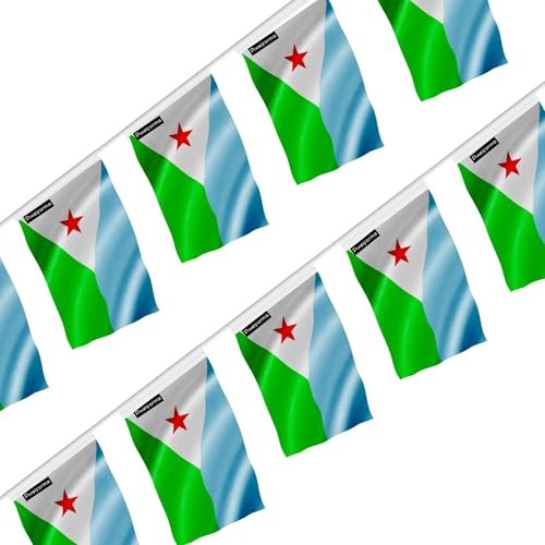 Guirlande drapeau Djibouti 18x28cm en lot de 50 pièces pour décoration