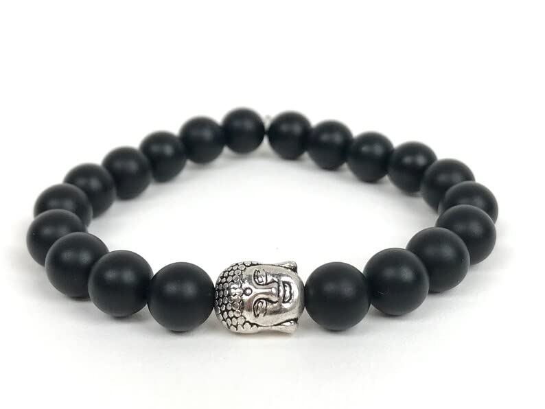 PDY FASHIONMen's Matte Onyx Crystal Buddha Bracelet, Protection, Strength, Positivity, Negativity Shield, Negativity Block, Grounding, Gifts for men bracelet