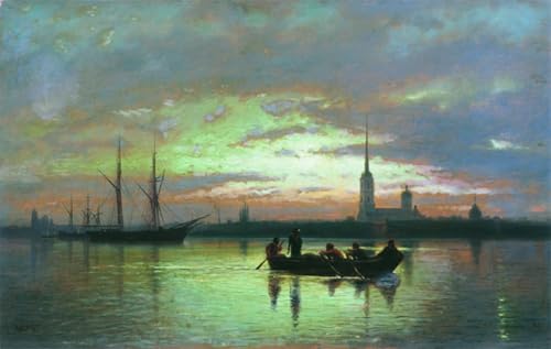 Lev Feliksovich Lagorio poster vintage de Saint Pétersbourg tableau mural nuit lune 60x90