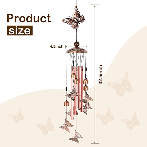 Premium Butterfly Wind Chimes With Long Aluminum Tubes, Outdoor Butterflies Windchimes For Outside Patio Garden Yard Decor, Best Gardening Gift For Mom Women Grandma Friend, Unisex Housewarming Gift #TOP3