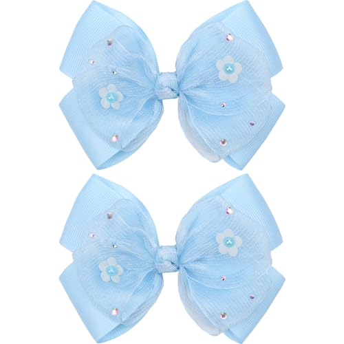 Pinzas para el pelo de flores KISZU con acabados artesanales de perlas y organza