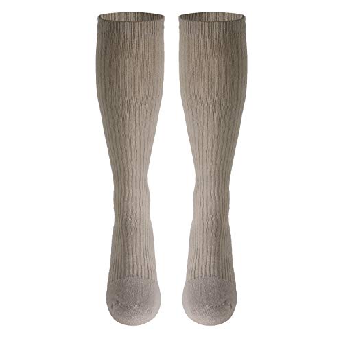 Image of Truform Compression Socks, 15-20 mmHg, Men's Gym Socks, Knee High Over Calf Length, Tan, Large