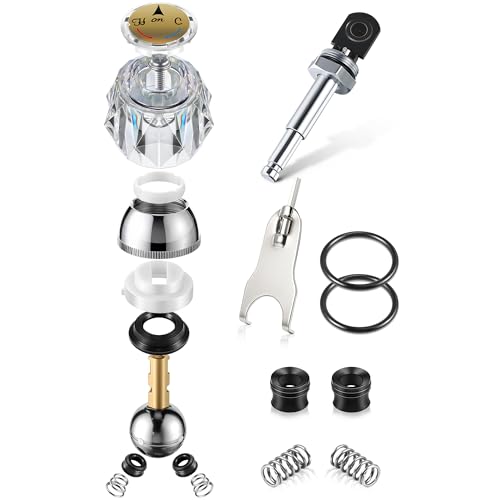 Avenuebool Acrylic Single Handle Trim Set with Push Button Diverter, Compatible with Delta 600 Series Shower Valve, Includes Stainless Steel Ball Valve, Clear Knob and Diverter Stem