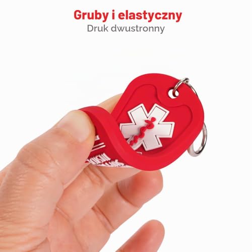 MEDMAX 2-pak artykułów medycznych wewnątrz etykiety, uchwyt z pielęgnacją toreb lub bagażu zawierających urządzenia medyczne, łatwe do wykrycia, dwustronne etykiety do torby z zamkiem błyskawicznym
