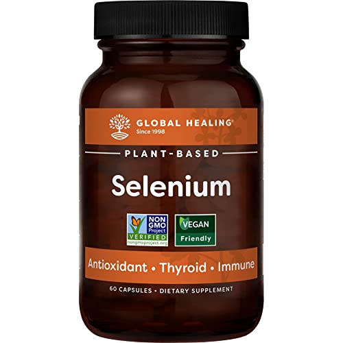 Global Healing Detoxadine And Selenium Kit - Organic Nascent Liquid Iodine Supplement Drops & Vegan Antioxidant For Thyroid Support & Normal Immune System Health - Women & Men - 1 Fl Oz & 60 Capsules #TOP1