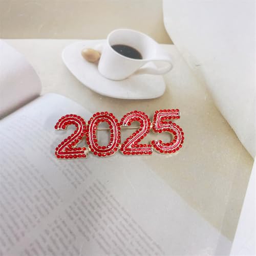 Image of 2025 Rhinestones Sparkly Brooches Pins Delicate New Year Brooch Classic for Christmas Party for Women Ladies Men Dainty Elegant Lapel Pins Dress Suit Shirt Ceremony Clothes Accessories Jewelry Gifts