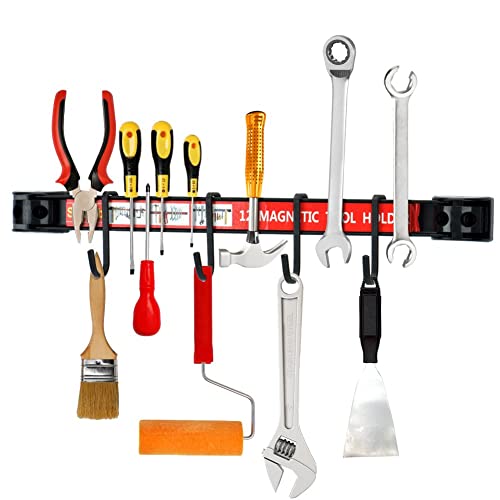 Senrob 4 Pcs 12" Magnetic Tool Holder Bar Racks,Metal Magnet Storage Tool Organizer Set With Mounting Brackets&Screws #TOP5