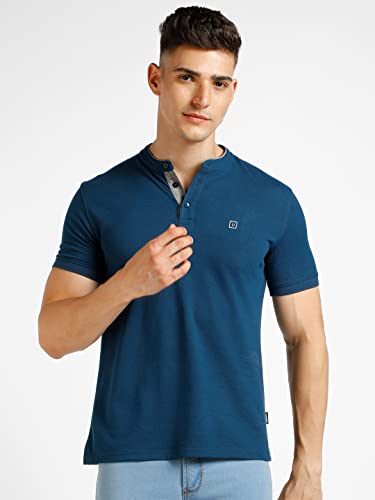 Image of Urbano Fashion Men's Solid Slim Fit Half Sleeve Cotton Polo T-Shirt with Mandarin Collar