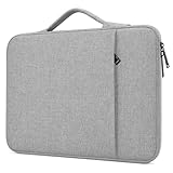 3 couches de protection pour l'appareil : 1) couche extérieure : fibre de polyester résistante à l'eau et durable ; 2) couche intermédiaire : coussin amortissant ; 3) couche intérieure : intérieur en daim doux au toucher. Cette housse protège tout le corps de votre ordinateur portable de la poussière, de la saleté, des rayures, des chocs, de l'eau de pluie et des éclaboussures d'eau