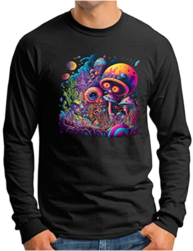 T-shirt psytrance goa manches longues avec imprimé haute définition