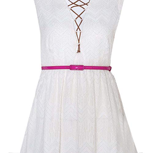 Selighting Women's Solid Color Faux Leather Skinny Belts for Dresses (One Size, Rose)2
