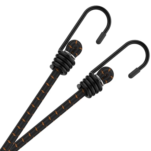 MARRTEUM Bungee Cords with Hooks 36 Inch Long Superior Latex Heavy Duty Elastic Straps [2PCS Metal Hook]