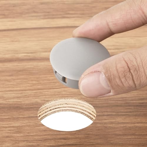 Image of MECCANIXITY 64PCS 7mm(1 /4 inch) Light Gray Plastic Hole Plugs, Flush Type Panel Hole Plugs Insert End Caps for Locking Hole Tubes Furniture Cabinet