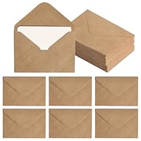 Kraftpapier Umschläge 100 Stück Mini Briefumschläge mit 100 Stück Blanko Karten Set, Kleine Briefumschläge Braun Briefumschläge Klein Umschläge für Geldgeschenke Dankeskarten Einladung