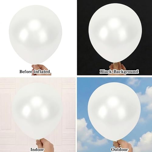 Image of RUBFAC Pearl White Balloons 65pcs, 12 Inch Party Balloon with Ribbons for Wedding Engagement Anniversary Bridal Baby Shower Birthday Party Decoration