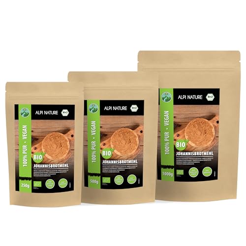 Alpi Nature Carobpulver BIO 500g, Johannisbrot gemahlen, natürlicher Süßstoff, Johannisbrotmehl