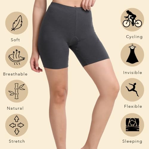 Image of Lavos Women Under Dress Sports Cycling Shorts, Bamboo Cotton Activewear Yoga Gym Workout Anti-Bacterial Uniform, Elastic Mid Waist Shorties Tights for Womens and Young Ladies