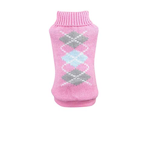 MILONT Pet 2 Colors Warm Sweater Wool Sweater Winter Classic Sweater Dog Clothes Pet clothes (Pink, L)