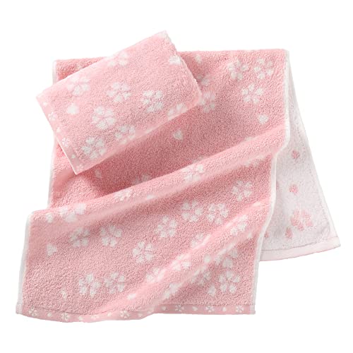 Sense Gnosis Sakura Pattern Pink Hand Towels Set Of 2 100% Cotton Decorative Hand Towels For Bathroom 13 X 29 Inch #TOP1