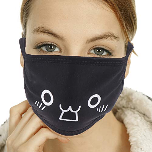 24pcs Kawaii Cotton Mask, Unisex - Black Cartoon Mouth Mask