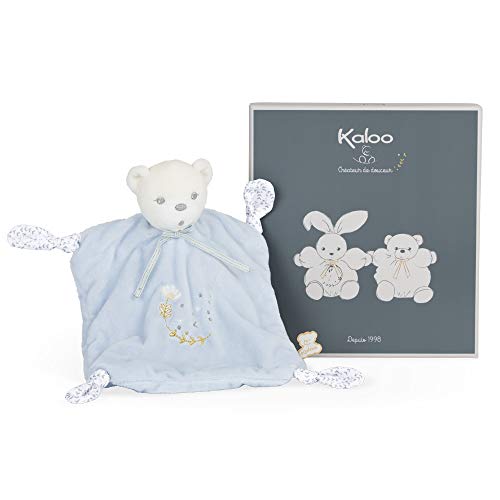 KALOO Perle Doudou Ourson 4 Nœuds Bleu 20 cm