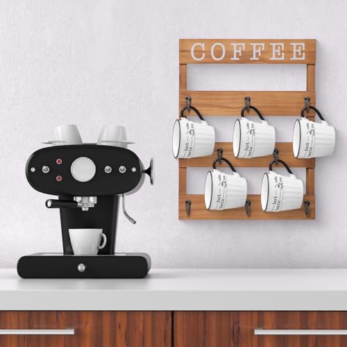 EMAISON Solid Wood Coffee Mug Holder Wall Mounted