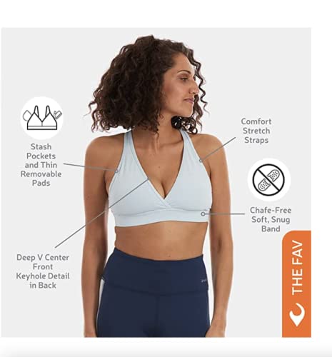 Image of Handful The FaV Bra, Medium Support Sports Bra, Pockets, Removable Pads, Deep Plunge Neck Line