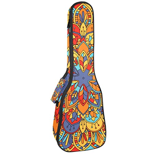 Housse ukulélé concert robuste sac rembourré 10mm au design mandala