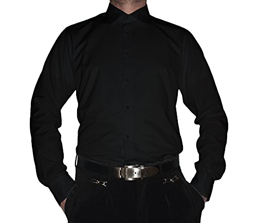Tonelli - Chemise Business - Chemise - Uni - Col Chemise Classique - Manches Longues - Homme - Noir - Small