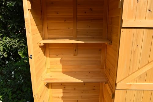 Mucola Gerätehaus mit 2 integrierten Regalböden 79x49x190 cm Geräteschuppen Gartenschrank aus Holz Geräteschrank Gartenhaus Gartengerätehaus