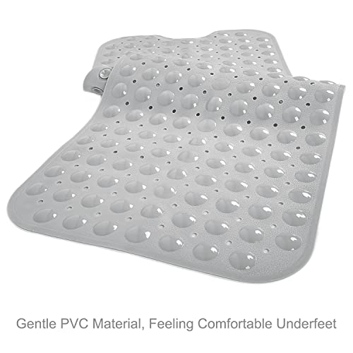 Tapis de bain antidérapant avec trous de drainage et ventouses lavable gris